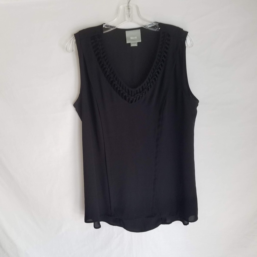Maeve Anthropologie Womens Black Polyester Sleeveless Tank Blouse Shirt Medium